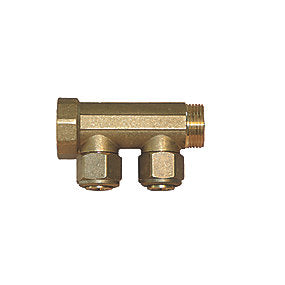 3/4'' fordelerrør med 2x1/2'' studse, 15 mm.