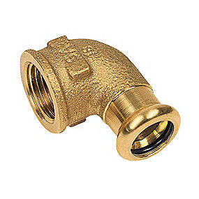 kobber Cu press vinkel 3/4'' - 15 mm 90º med indvendigt gevind og muffe