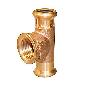 kobber Cu press tee 22 - 1/2'' - 22 mm med indvendigt gevind på grenen