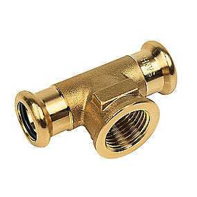 kobber Cu press tee 28 - 1/2'' - 28 mm med indvendigt gevind på grenen