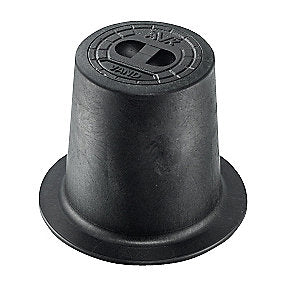AVK gadedæksel med prop til stikledningsventiler til max 250° C. Højde 130 mm. Polyamid, prop af støbejern.