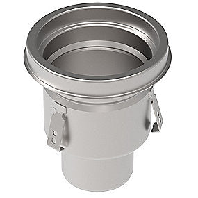 Blücher industri afløbskål, lav med lodret Ø110 mm udløb. Ø205mm. Til epoxy. Syrefast stål
