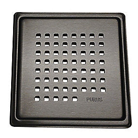 PURUS RIB ramme og rist 150x150mm, uden hul. Til klinkegulv. Steel sort, PVD behandlet. Rustfrit stål