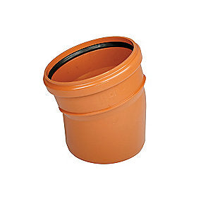 PVC bøjning 160mm, 15°. Med kort indstiksmuffe SN4, EN1401
