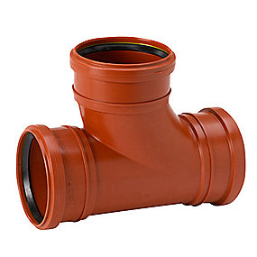 Uponor PP grenrør 90° 110mm, med 3 muffer