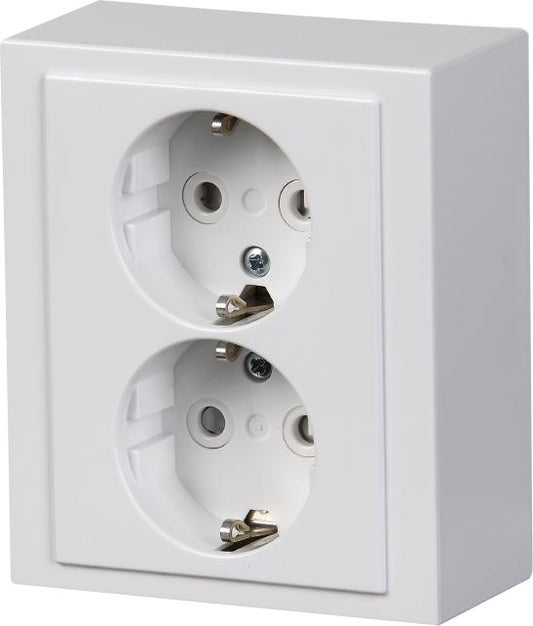 ABB UDVENDIG DOBBELT STIKKONTAKT HVID