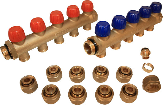 1" FORDELER RØRSSÆT 5 AFGR. M/16X2 ALU