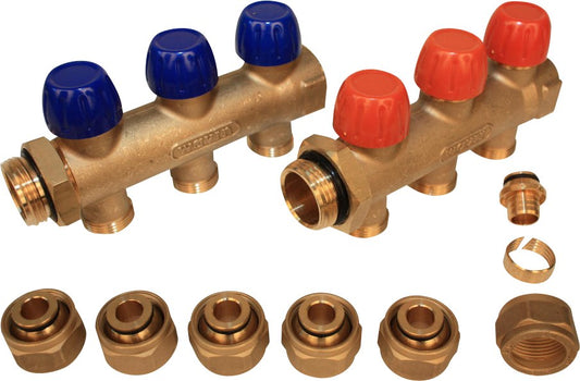 1" FORDELER RØRSSÆT 3 AFGR. M/16X2 ALU