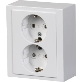 ABB UDVENDIG DOBBELT STIKKONTAKT HVID