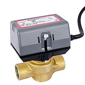 Honeywell VC 2-vejs zoneventil - 1'' 230 V aux switch, 2-leder + nul. ON/OFF. Kvs. 6,1 m3/t, 95C