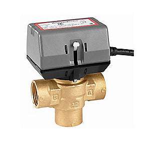 Honeywell VC 3-vejs zoneventil - 3/4'' 230 V aux switch, 2-leder + fase. ON/OFF. Kvs. 7,0 m3/t, 95C