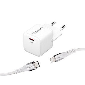 Intenso power lader 30W USB-C GaN 30W PD/QC incl. USB-C til lightning kabel 1,5m