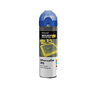 Mercalin markeringsspray 500ml RS blå, bl.a. til asfalt, beton, græs, grus, træ, sten & is