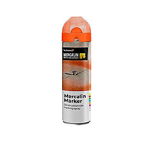 Mercalin markeringsspray 500ml FLUO orange, til asfalt, beton, græs, grus, træ, sten & is