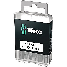 Wera bit PZ2x25mm Til Pozidriv skruer, 1/4'' sekskant - 10 stk - 855/1