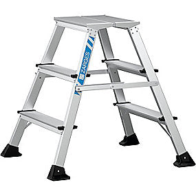 Zarges arbejdsbuk 2x3 trin H = 0,74m, platform 400x300 trindybde 90 mm. Eloxeret