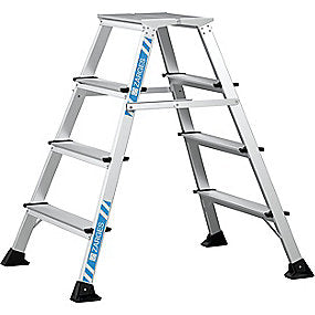 Zarges arbejdsbuk 2x4 trin H = 0,99m, platform 400x300 trindybde 90 mm. Eloxeret