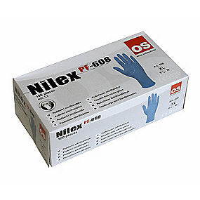 Nilex engangshandske str. 9(L), nitril pudderfri, blå. Pakke a 100 stk.