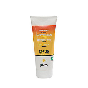 Plum solcreme 200ml faktor 30 Uden parfume, beskytter mod UVA + UVAB stråler, svanemærket