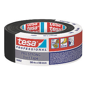 tesa lærredstape 50mx50mm PRO 74662 Duct Tape, sort, særlig høj klæbekraft