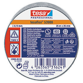 tesa isoleringstape 25mx25mm. Grå. VDE PVC, til isolering & mærkning af kabler