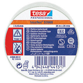 tesa isoleringstape 25mx25mm. Hvid. VDE PVC, til isolering & mærkning af kabler
