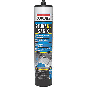 Soudal sanitetssilikone 300ml Soudasil SANX grå, mugresistent. UV-bestandig, 25% elastisk