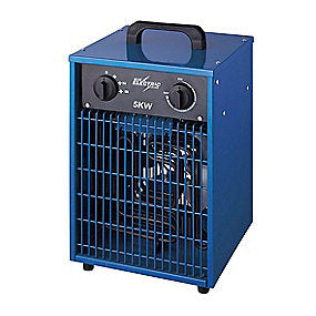 BLUE ELECTRIC industri varmeblæser 5KW. Robust metal med bærehåndtag. 400V