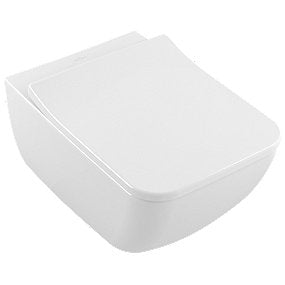 V&B Venticello hængetoilet, hængetoilet, Villeroy & Boch toilet, hvid alpin toilet, åben skyllerand toilet, toilet uden sæde.