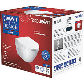 Duravit D-Neo hængeskål & sæde 370x400x480mm, åben skylle-rand, hvid højglans