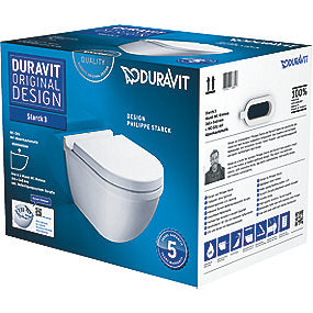 Duravit Starck 3 vægtoilet 640x460x400mm med softclose sæde rimless