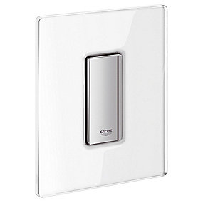GROHE Skate Cosmopolitan betjeningsplade, moon white glas trykknap, 2-skyls betjeningsplade, GROHE betjeningsplade.