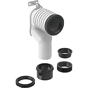 Geberit afløbsbøjning sæt p lås. Til gulvstående toilet. Alphin hvid. L. 22,5cm. D 90mm.