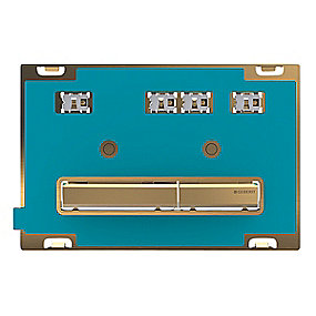 GEBERIT Sigma50 betjeningsplade, dobbeltskyl betjeningsplade, messing betjeningsplade, Geberit betjeningsplade, Sigma cisterne betjeningsplade, kundespecifik betjeningsplade.