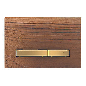 GEBERIT SIGMA50 betjeningsplade 246x164x14mm messing/nøddetræ
