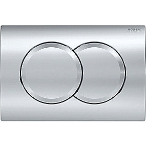 Geberit betjeningsplade Delta01 til dobbeltskyl: Blankforkromet.