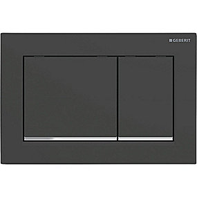 GEBERIT Omega30 betjeningsplade, dobbeltskyl betjeningsplade, sort betjeningsplade, matlakeret betjeningsplade, easy-to-clean betjeningsplade, Geberit betjeningsplade, Omega cisterne betjeningsplade.