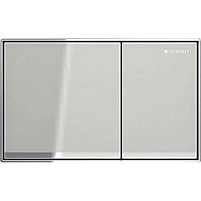 GEBERIT Omega60 betjeningsplade, dobbeltskyl betjeningsplade, planmonteret betjeningsplade, sand-grå glas betjeningsplade, Geberit betjeningsplade, Omega cisterne betjeningsplade.
