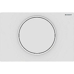 GEBERIT Sigma10 betjeningsplade, skyl-stop-skylning betjeningsplade, hvid betjeningsplade, matlakeret betjeningsplade, easy-to-clean betjeningsplade, Geberit betjeningsplade, Sigma cisterne betjeningsplade.