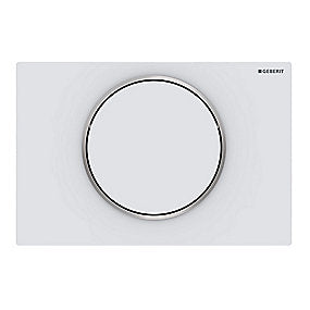 GEBERIT SIGMA10 betjeningsplade skyl-stop-skylning mat hvid rustfri ring