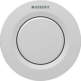 GEBERIT type 01 fjernbetjent skyllestyring, pneumatisk skyllestyring, enkeltskyl, indbygget skyllestyring, mat krom skyllestyring, easy-to-clean skyllestyring, Geberit skyllestyring.
