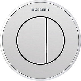 GEBERIT tryk Omega10 til dobbelt skyl. Pneumatisk, Indbygget betjening. Blankkrom/Matkrom