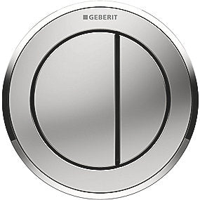 GEBERIT tryk Omega10 til dobbelt skyl, pneumatisk, Betjening på møbel. Blankkrom/matkrom.