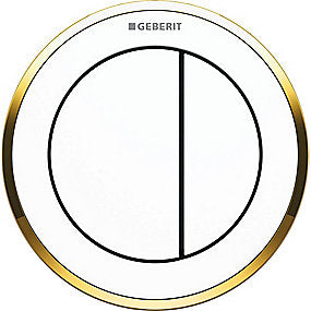 GEBERIT tryk Omega10 til dobbelt tryk, pneumatisk, betjening på møbel. Hvid/guld/hvid