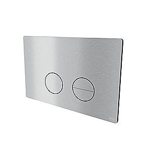 Qtoo d line Omega betjeningsplade, dobbeltskyl betjeningsplade, børstet rustfrit stål betjeningsplade, rustfrit stål betjeningsplade, Geberit Omega betjeningsplade.