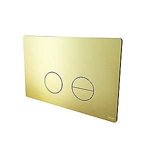 Qtoo d line Omega betjeningsplade, dobbeltskyl betjeningsplade, børstet messing PVD betjeningsplade, rustfrit stål betjeningsplade, Geberit Omega betjeningsplade.