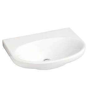 Gustavsberg Nautic håndvask 5550. 500x380 mm. Med Ceramic+ uden hanehul med overløb