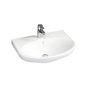 Gustavsberg Nautic håndvask uden overløb 600x461mm med hanehul midt hvid
