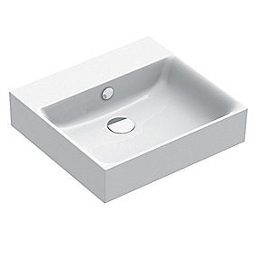 Catalano PREMIUM50 håndvask, håndvask, badeværelsesvask, italiensk design, antibakteriel glasur, 500x470 mm vask, Catalano vask, med hanehul, med overløb, VVS.