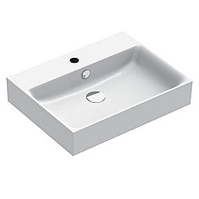 Catalano PREMIUM60 håndvask, håndvask, badeværelsesvask, italiensk design, antibakteriel glasur, 600x470 mm vask, Catalano vask, med hanehul, med overløb, VVS.